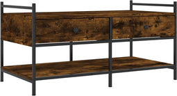 vidaXL - Salontafel - 99x50x50 - cm - bewerkt - hout - gerookt - eikenkleurig
