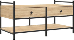 vidaXL - Salontafel - 99x50x50 - cm - bewerkt - hout - sonoma - eikenkleurig