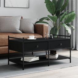 vidaXL - Salontafel - 99x50x50 - cm - bewerkt - hout - zwart