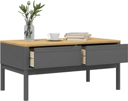 vidaXL - Salontafel - FLORO - 99x55,5x45 - cm - massief - grenenhout - grijs
