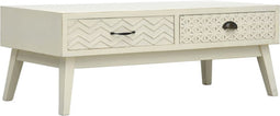 vidaXL - Salontafel - met - 2 - lades - 110x50x40 - cm - bewerkt - hout - grijs