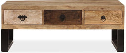vidaXL - Salontafel - met - 3 - lades - 90x50x35 - cm - massief - mangohout