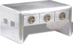 vidaXL - Salontafel - met - 3 - lades - vintage - luchtvaartlook