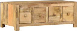 vidaXL - Salontafel - met - 4 - lades - 90x50x35 - cm - massief - mangohout