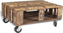 vidaXL - Salontafel - met - 4 - wielen - gerecycled - hout