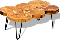 vidaXL - Salontafel - met - 6 - boomstammen - 35 - cm - massief - sheeshamhout