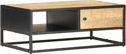 vidaXL - Salontafel - met - bewerkte - deur - 90x55x36 - cm - ruw - mangohout