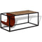 vidaXL - Salontafel - met - echt - lederen - tijdschriftenhouder - 110x50x45 - cm