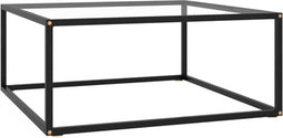 vidaXL - Salontafel - met - gehard - glas - 80x80x35 - cm - zwart