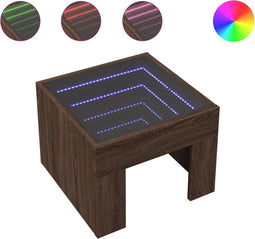 vidaXL - Salontafel - met - Infinity - LED - 40x40x30 - cm - bruin - eikenkleurig