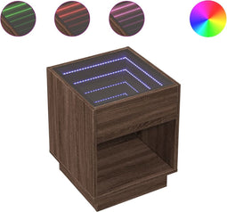 vidaXL - Salontafel - met - Infinity - LED - 40x40x50 - cm - bruin - eikenkleurig