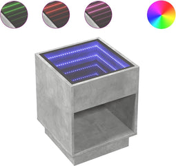 vidaXL - Salontafel - met - Infinity - LED - 40x40x50 - cm - betongrijs