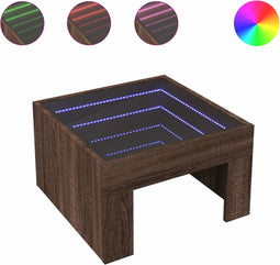 vidaXL - Salontafel - met - Infinity - LED - 50x50x30 - cm - bruin - eikenkleurig