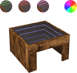 vidaXL - Salontafel - met - Infinity - LED - 50x50x30 - cm - gerookt - eikenkleurig