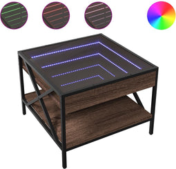 vidaXL - Salontafel - met - Infinity - LED - 50x50x38 - cm - bruin - eikenkleurig