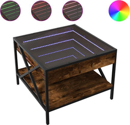 vidaXL - Salontafel - met - Infinity - LED - 50x50x38 - cm - gerookt - eikenkleurig