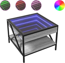 vidaXL - Salontafel - met - Infinity - LED - 50x50x38 - cm - grijs - sonoma - eikenkleur