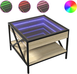 vidaXL - Salontafel - met - Infinity - LED - 50x50x38 - cm - sonoma - eikenkleurig
