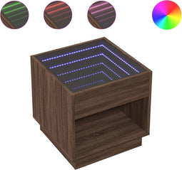 vidaXL - Salontafel - met - Infinity - LED - 50x50x50 - cm - bruin - eikenkleurig