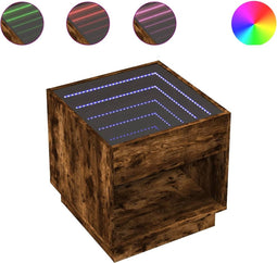 vidaXL - Salontafel - met - Infinity - LED - 50x50x50 - cm - gerookt - eikenkleurig
