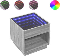 vidaXL - Salontafel - met - Infinity - LED - 50x50x50 - cm - grijs - sonoma - eikenkleur