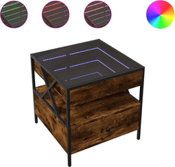 vidaXL - Salontafel - met - Infinity - LED - 50x50x51 - cm - gerookt - eikenkleurig