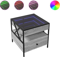 vidaXL - Salontafel - met - Infinity - LED - 50x50x51 - cm - grijs - sonoma - eikenkleur