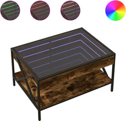 vidaXL - Salontafel - met - Infinity - LED - 70x50x38 - cm - gerookt - eikenkleurig