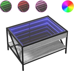vidaXL - Salontafel - met - Infinity - LED - 70x50x38 - cm - grijs - sonoma - eikenkleur