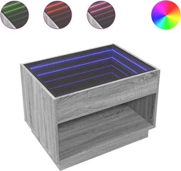 vidaXL - Salontafel - met - Infinity - LED - 70x50x50 - cm - grijs - sonoma - eikenkleur