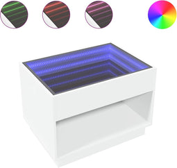 vidaXL - Salontafel - met - Infinity - LED - 70x50x50 - cm - wit