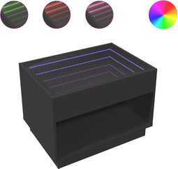 vidaXL - Salontafel - met - Infinity - LED - 70x50x50 - cm - zwart
