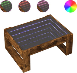 vidaXL - Salontafel - met - Infinity - LED - 70x53x30 - cm - gerookt - eikenkleurig