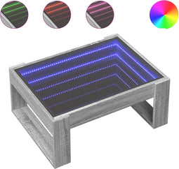 vidaXL - Salontafel - met - Infinity - LED - 70x53x30 - cm - grijs - sonoma - eikenkleur