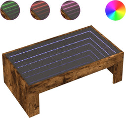 vidaXL - Salontafel - met - Infinity - LED - 90x50x30 - cm - gerookt - eikenkleurig