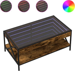 vidaXL - Salontafel - met - Infinity - LED - 90x50x38 - cm - gerookt - eikenkleurig