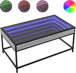vidaXL - Salontafel - met - Infinity - LED - 90x50x41 - cm - grijs - sonoma - eikenkleur