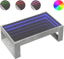 vidaXL - Salontafel - met - Infinity - LED - 90x53x30 - cm - betongrijs