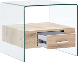 vidaXL - Salontafel - met - lade - 50x50x45 - cm - gehard - glas