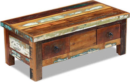 vidaXL - Salontafel - met - lades - 90x45x35 - cm - massief - gerecycled - hout