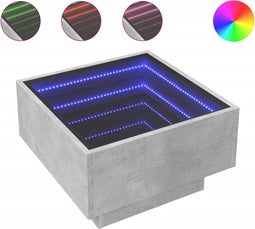 vidaXL - Salontafel - met - LED - 50x50x30 - cm - bewerkt - hout - betongrijs