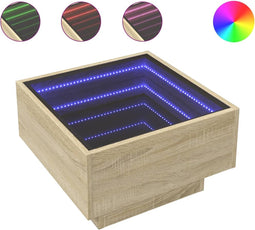 vidaXL - Salontafel - met - LED - 50x50x30 - cm - bewerkt - hout - sonoma - eikenkleurig
