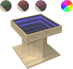vidaXL - Salontafel - met - LED - 50x50x45 - cm - bewerkt - hout - sonoma - eikenkleurig