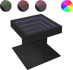 vidaXL - Salontafel - met - LED - 50x50x45 - cm - bewerkt - hout - zwart