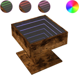 vidaXL - Salontafel - met - LED - 50x50x45 - cm - bewerkt - hout - gerookt - eikenkleur