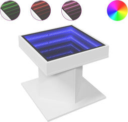 vidaXL - Salontafel - met - LED - 50x50x45 - cm - bewerkt - hout - wit