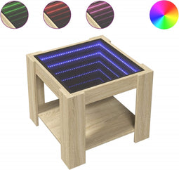 vidaXL - Salontafel - met - LED - 53x53x45 - cm - bewerkt - hout - sonoma - eikenkleurig