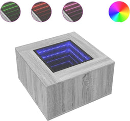 vidaXL - Salontafel - met - LED - 60x60x40 - cm - bewerkt - hout - grijs - sonoma - eiken