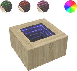 vidaXL - Salontafel - met - LED - 60x60x40 - cm - bewerkt - hout - sonoma - eikenkleurig