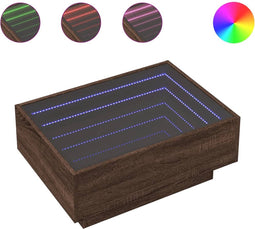 vidaXL - Salontafel - met - LED - 70x50x30 - cm - bewerkt - hout - bruin - eikenkleurig